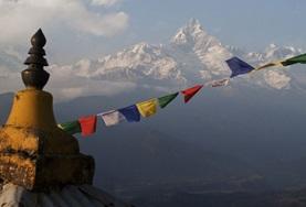 Nepal Tibetan flags at our volunteer Himalayan Mountain Conservation placement in Nepal.