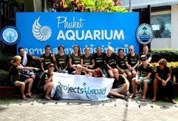 Thailand High School Project volunteers prepare for a survey dive as part of their marine conservation work in Thailand.