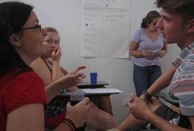 Law & Human Rights Human Rights interns plan a presentation and workshop that they will conduct in a local community in Argentina.