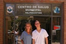 Medicine & Healthcare Two Medicine interns stand outside their volunteer placement hospital in Argentina.