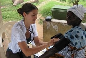 Medicine & Healthcare A local women has her blood pressure measured by a Nursing intern assisting at our volunteer placement in Ghana.
