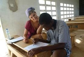 Togo A local student receives specialised treatment from a Speech Therapy volunteer at our internship placement in Togo.