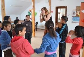 Romania A Social Work volunteer works with a group of children at our placement in Romania.