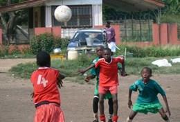 Ghana A group of young boys in Ghana play a soccer match together using the skills taught to them by one of our volunteers.
