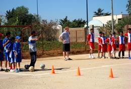 Morocco Local school children work on a soccer drill with a volunteer at our Multi-sports placement in Morocco.