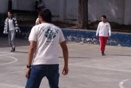 Sports Sports volunteers work with school children during a physical education lesson in Mexico.